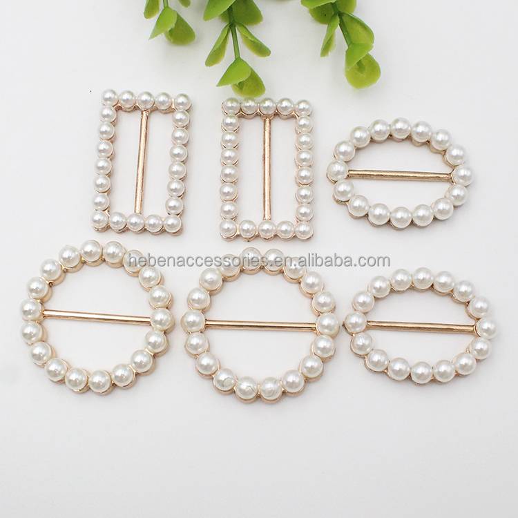 Factory Export Quality More Size Ribbon Cover Shoes Hats Garments Decor Oval Round Square White Pearl Alloy Hardware Belt Buckle